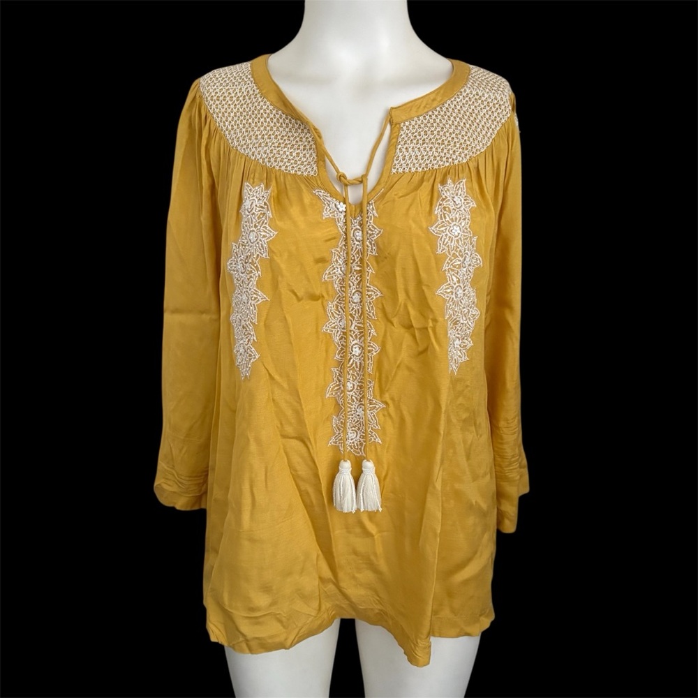 SOFT SURROUNDINGS Lauralin Embroidered Beaded Boho Tunic Large